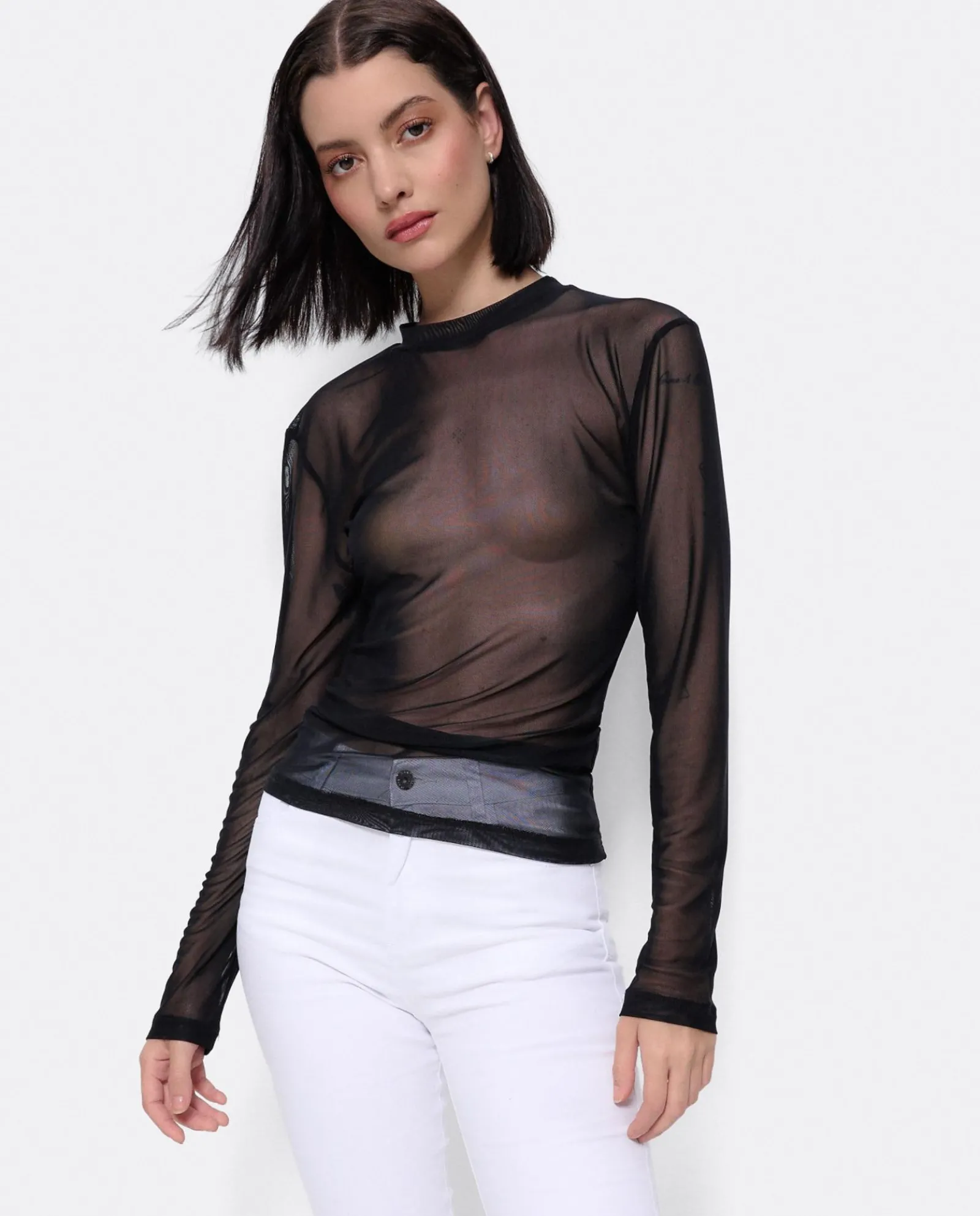 Camisas Y Tops*Cuplé Top Tul Negro