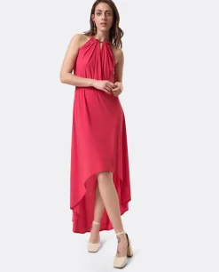 Vestidos*Cuplé Vestido Asimetrico Cola Punto Circular Coral