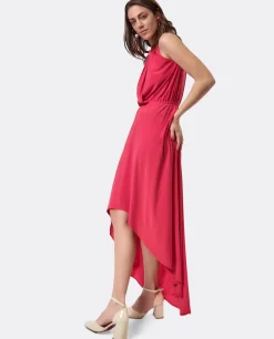Vestidos*Cuplé Vestido Asimetrico Cola Punto Circular Coral