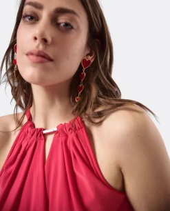 Vestidos*Cuplé Vestido Asimetrico Cola Punto Circular Coral