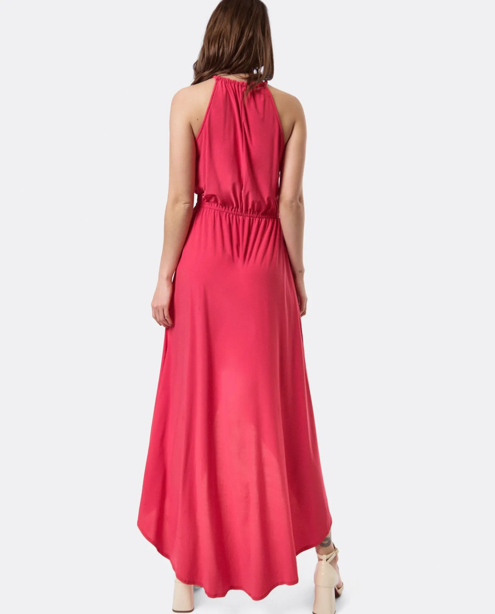 Vestidos*Cuplé Vestido Asimetrico Cola Punto Circular Coral