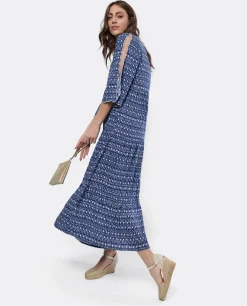 Vestidos*Cuplé Vestido Boho Viscosa Geometrico Azul