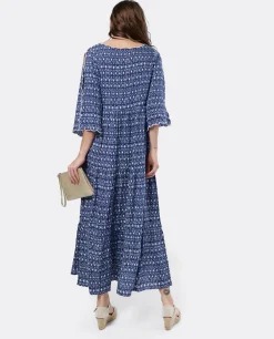Vestidos*Cuplé Vestido Boho Viscosa Geometrico Azul