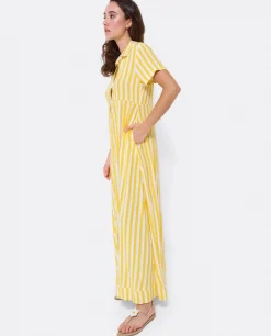 Vestidos*Cuplé Vestido Camisero Largo Viscosa Amarillo
