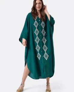 Vestidos*Cuplé Vestido Camisero (S-M) Lino Verde