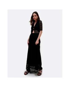 Vestidos*Cuplé Vestido Escote Aro Punto Negro