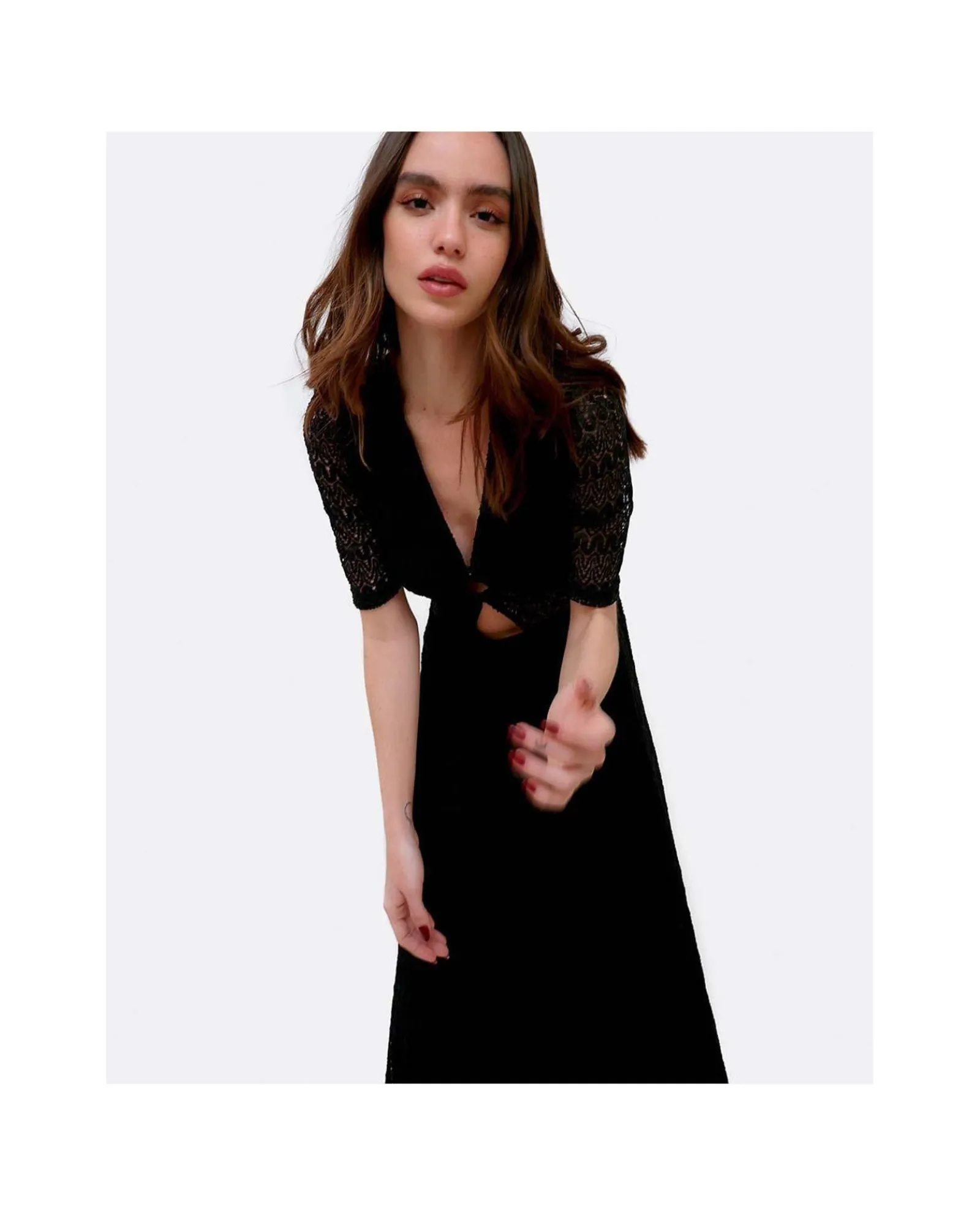 Vestidos*Cuplé Vestido Escote Aro Punto Negro