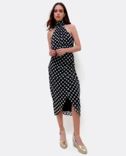 Vestidos*Cuplé Vestido Escote Halter Gasa Lunares