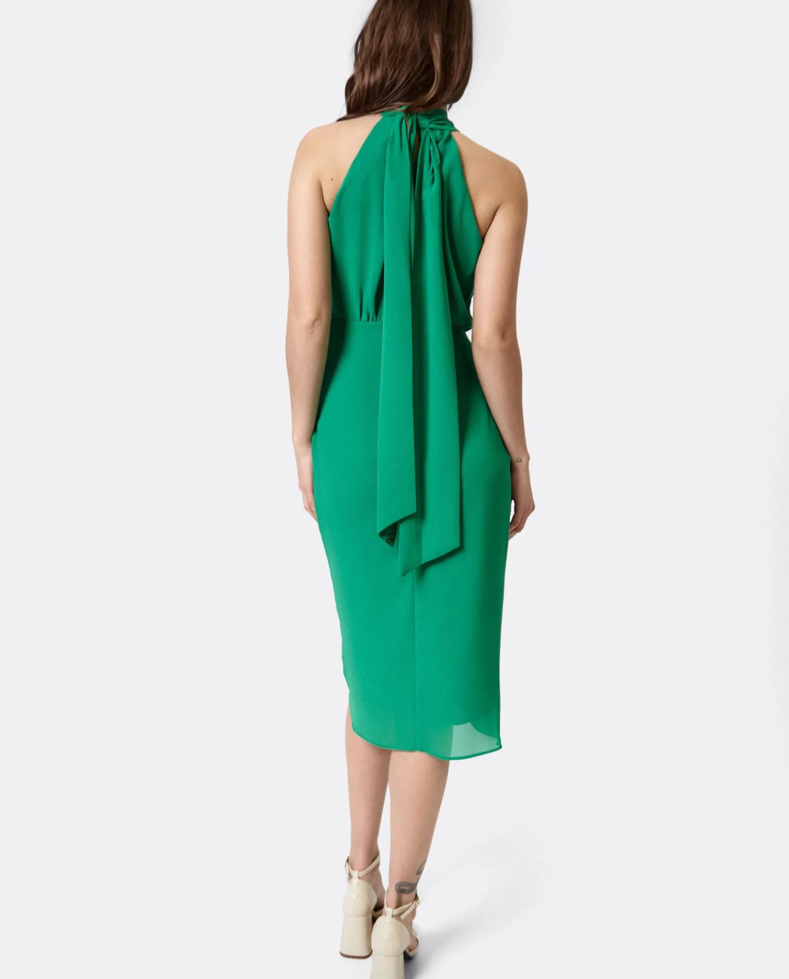 Vestidos*Cuplé Vestido Escote Halter Gasa Verde