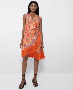 Vestidos*Cuplé Vestido Kimono Saten Estampado Cachemiras