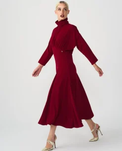 Vestidos*Cuplé Vestido Largo Evase Crep Rojo