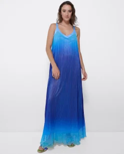 Vestidos*Cuplé Vestido Largo Tirantes Bambula Azul
