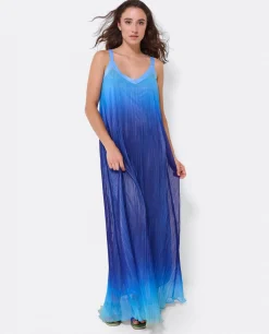 Vestidos*Cuplé Vestido Largo Tirantes Bambula Azul
