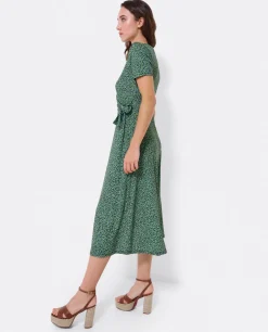 Vestidos*Cuplé Vestido Manga Corta Nudo Delantero Punto Leopardo