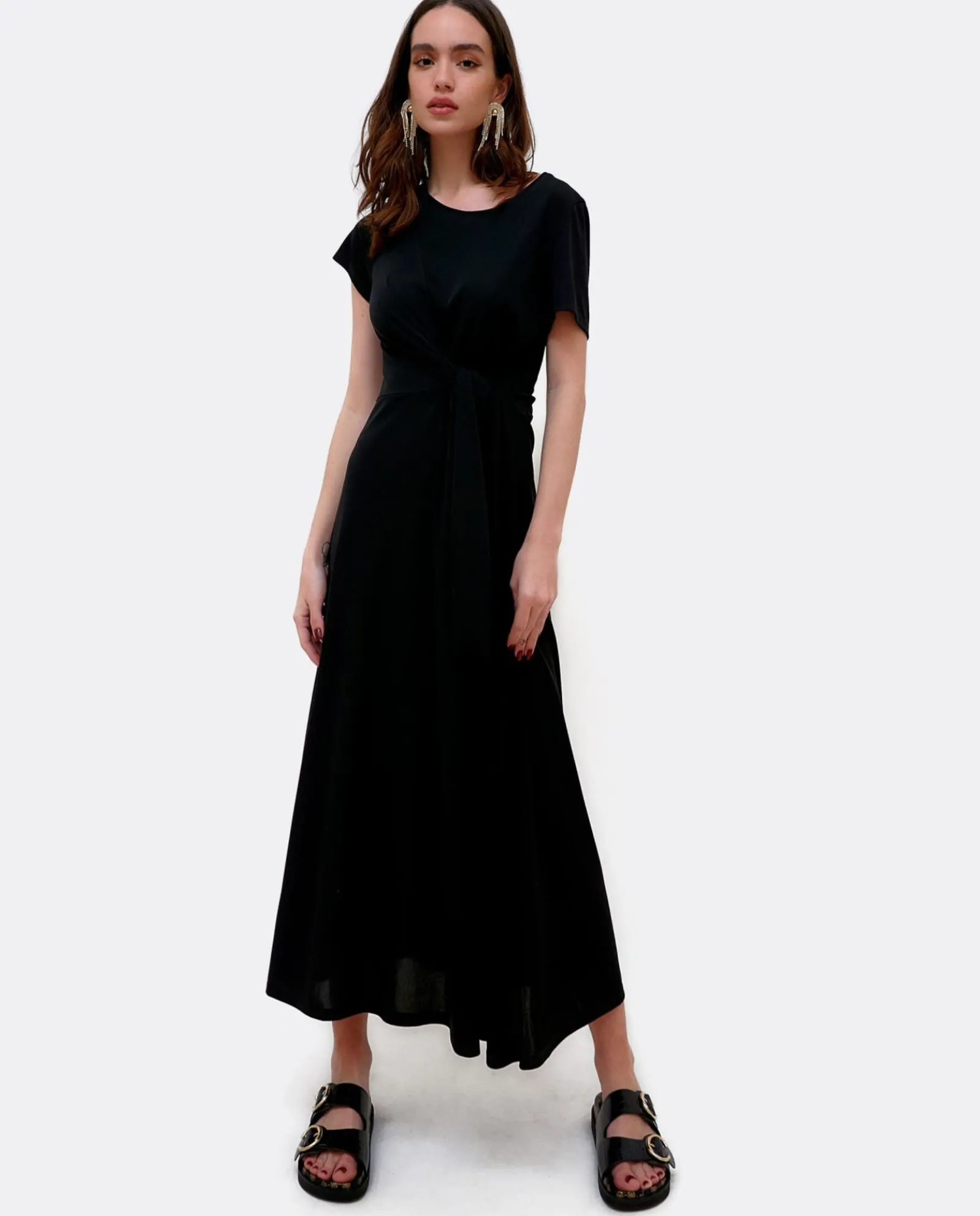 Vestidos*Cuplé Vestido Manga Corta Nudo Delantero Punto Circular