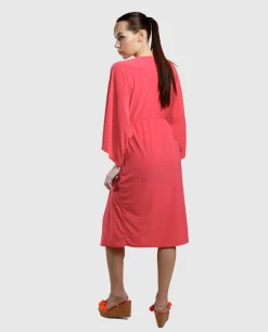 Vestidos*Cuplé Vestido Maxi Mangas Punto Fucsia