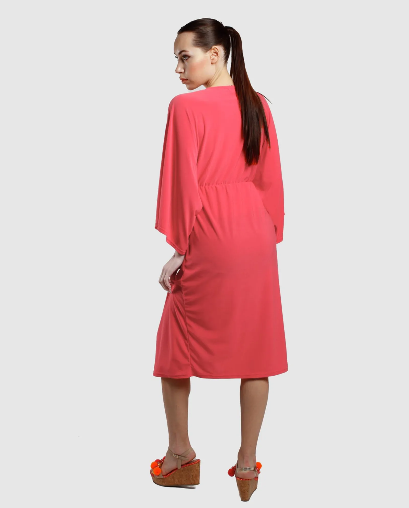 Vestidos*Cuplé Vestido Maxi Mangas Punto Fucsia