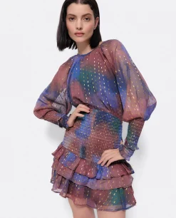 Vestidos*Cuplé Vestido Maxi Volante Gasa Estampado Acuarela