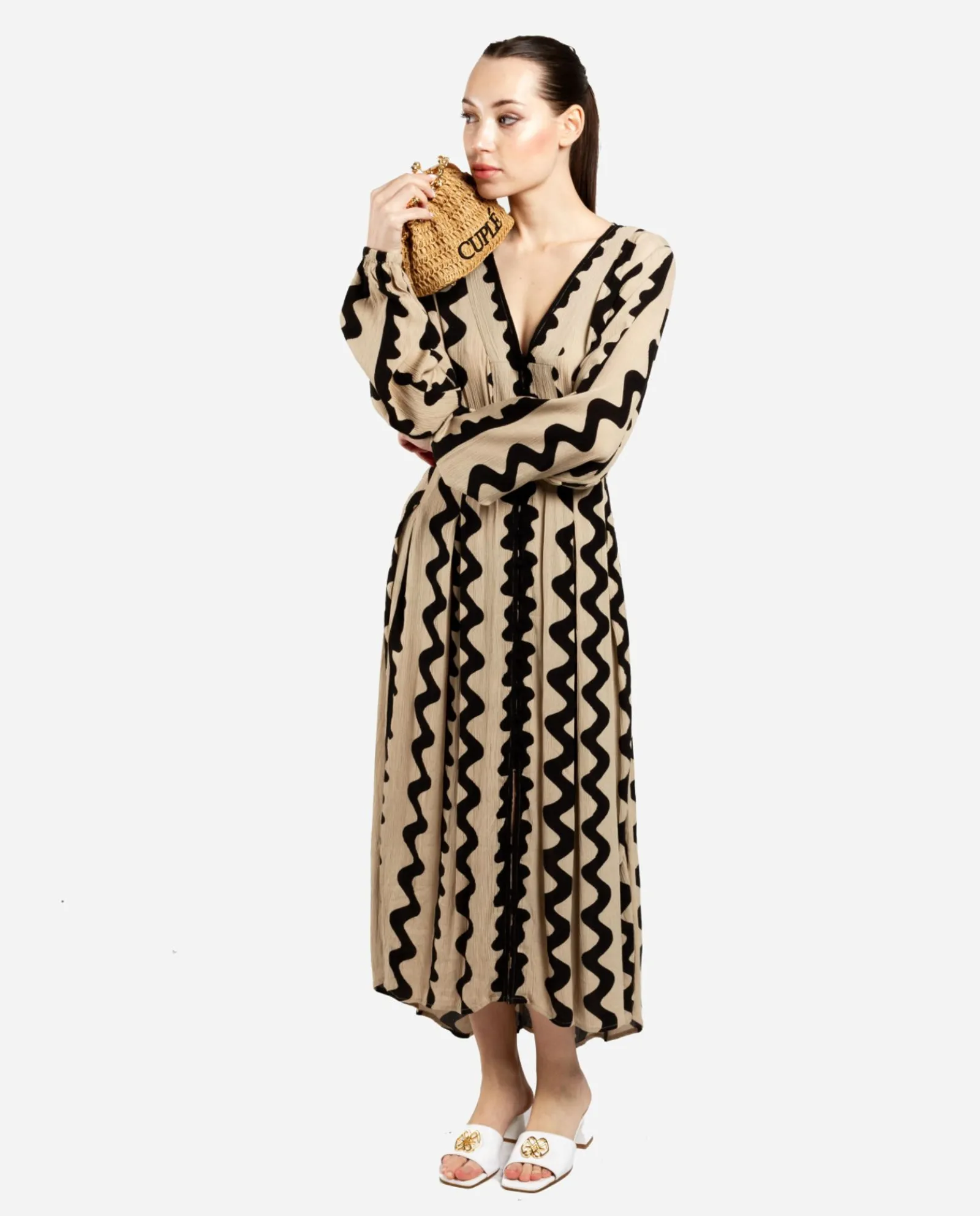 Vestidos*Cuplé Vestido Midi Botones Crep Beig