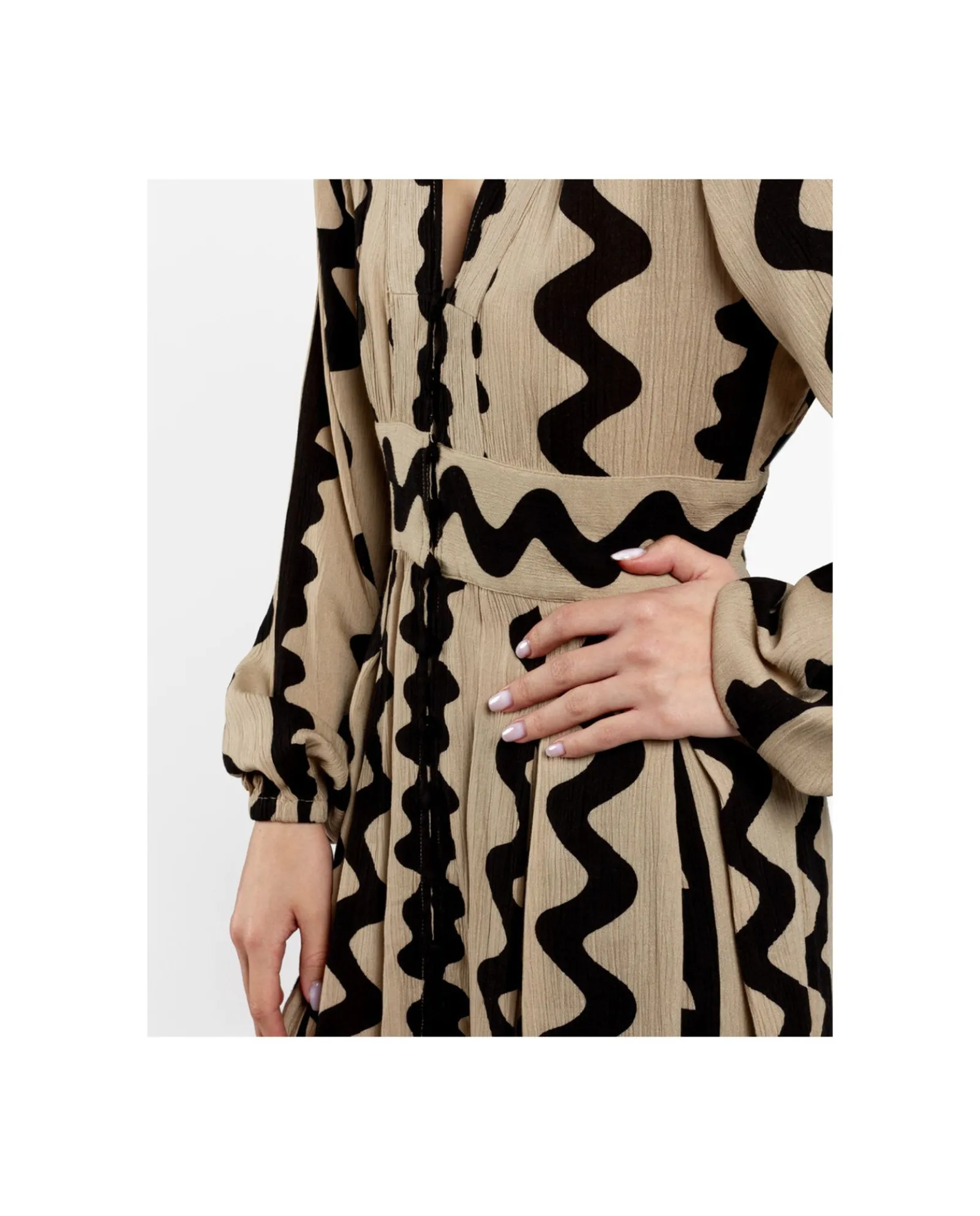 Vestidos*Cuplé Vestido Midi Botones Crep Beig