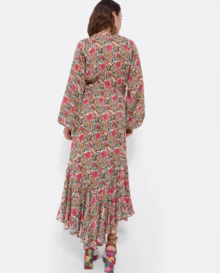 Vestidos*Cuplé Vestido Midi Cruzado Gasa Estampado Flores