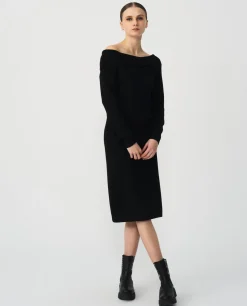 Vestidos*Cuplé Vestido Midi Escote Drapeado Punto Negro