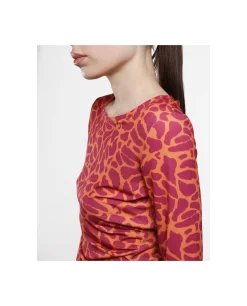 Vestidos*Cuplé Vestido Midi Fruncido Punto Estampado Jirafa