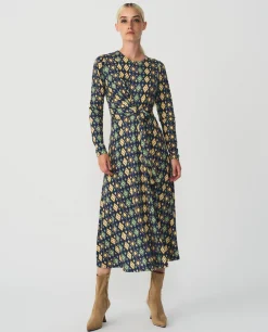 Vestidos*Cuplé Vestido Midi Punto Circular Geometrico Azul