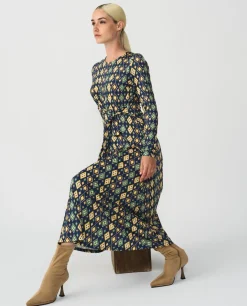Vestidos*Cuplé Vestido Midi Punto Circular Geometrico Azul