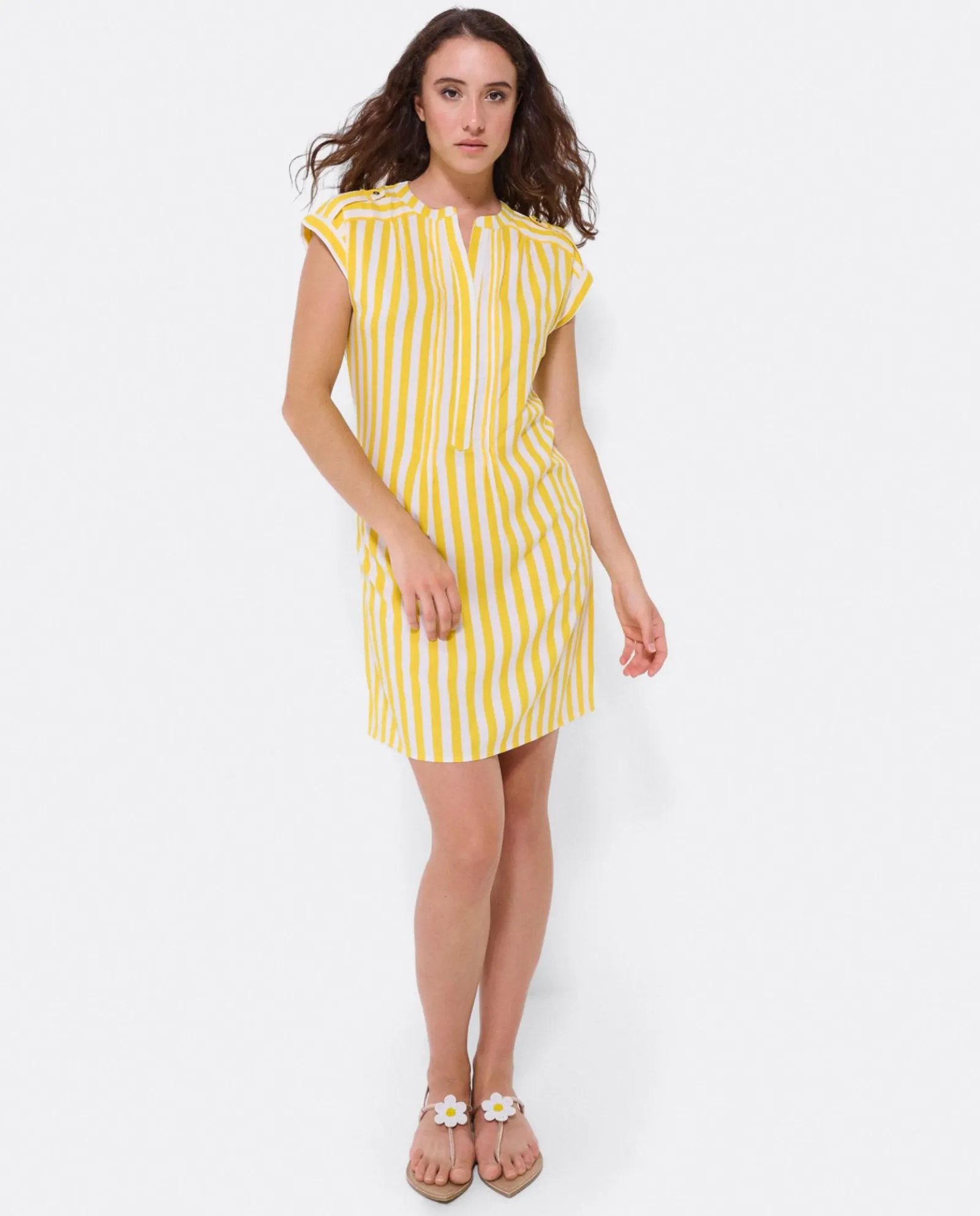 Vestidos*Cuplé Vestido Mini Boho Viscosa Amarillo