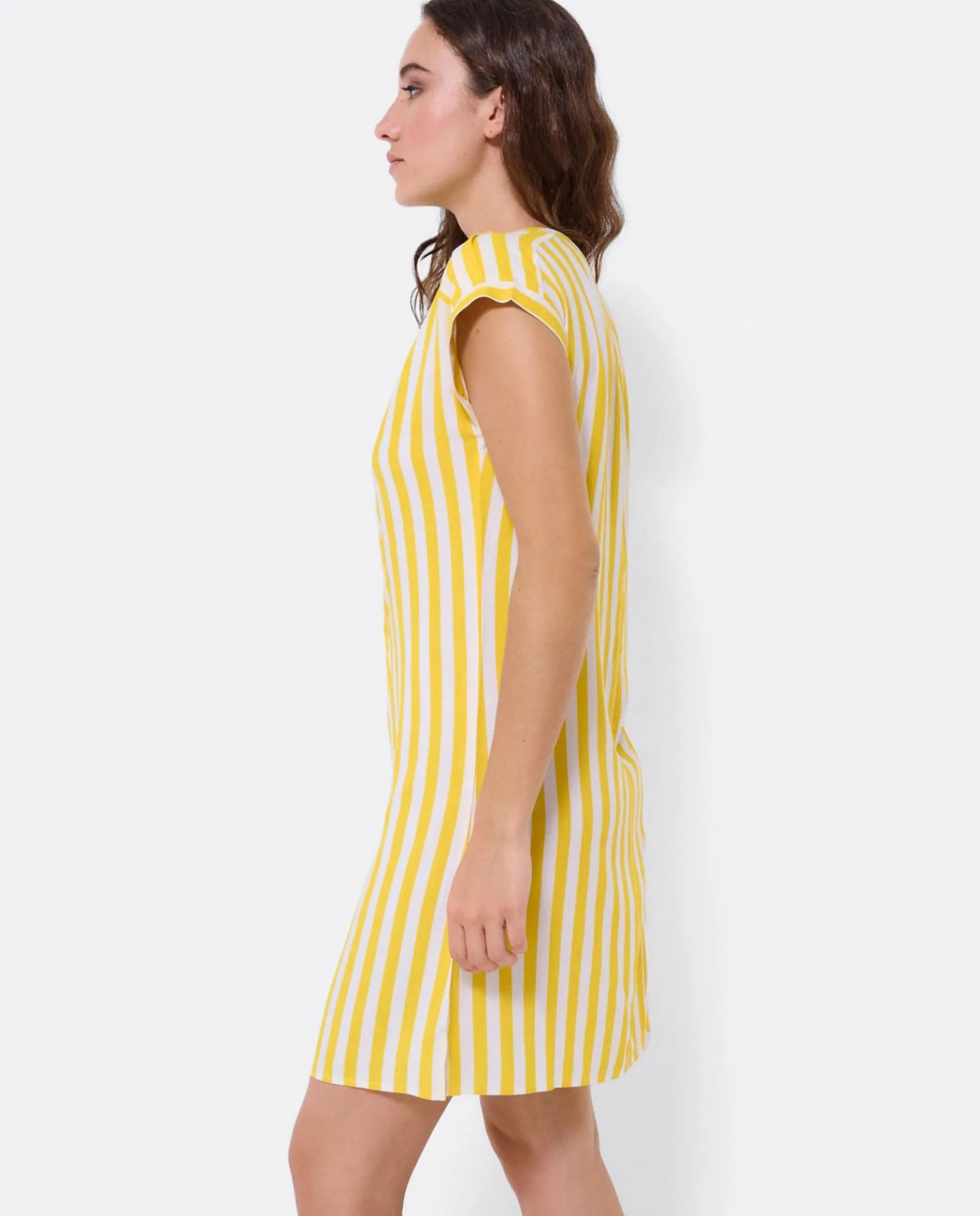Vestidos*Cuplé Vestido Mini Boho Viscosa Amarillo