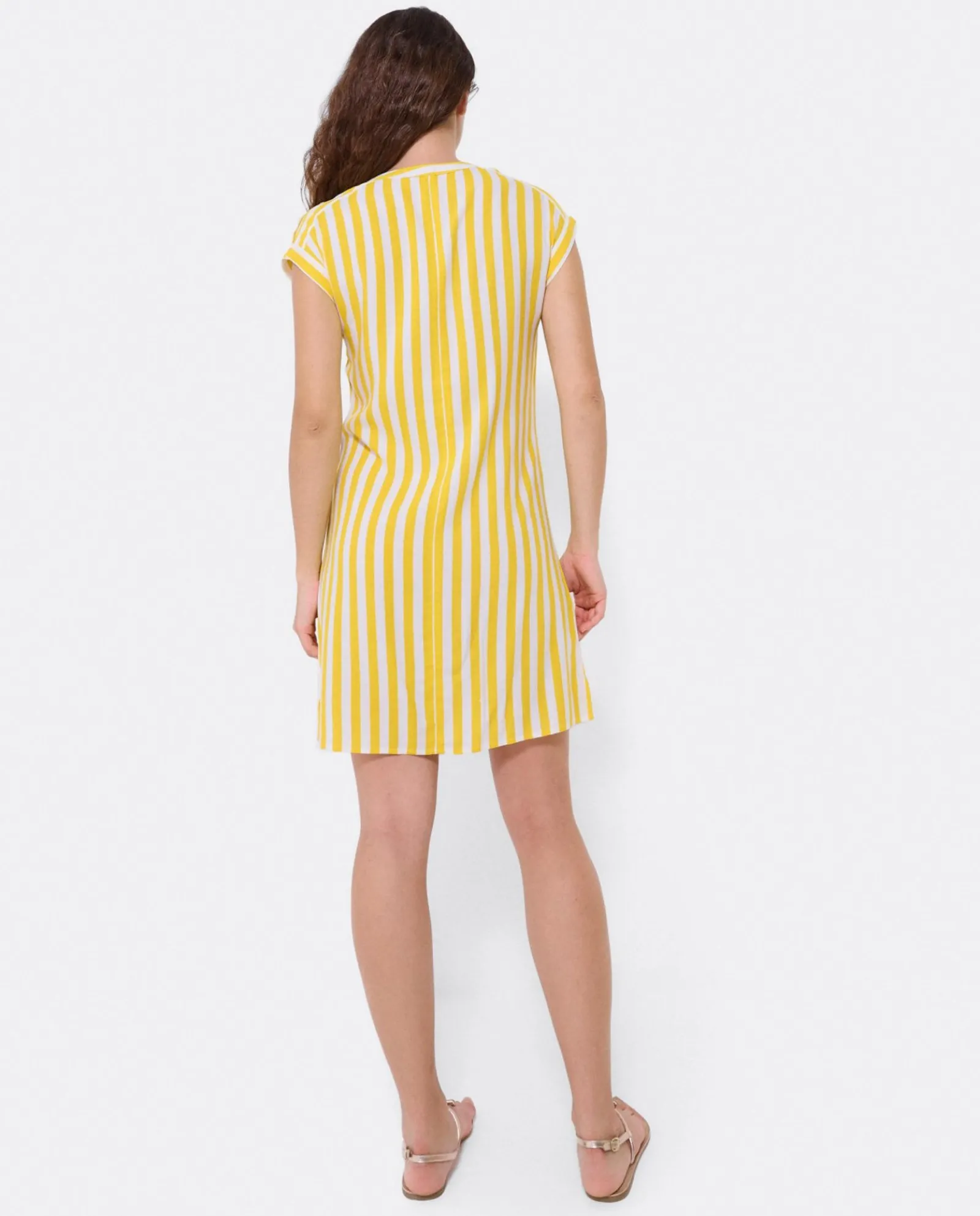 Vestidos*Cuplé Vestido Mini Boho Viscosa Amarillo