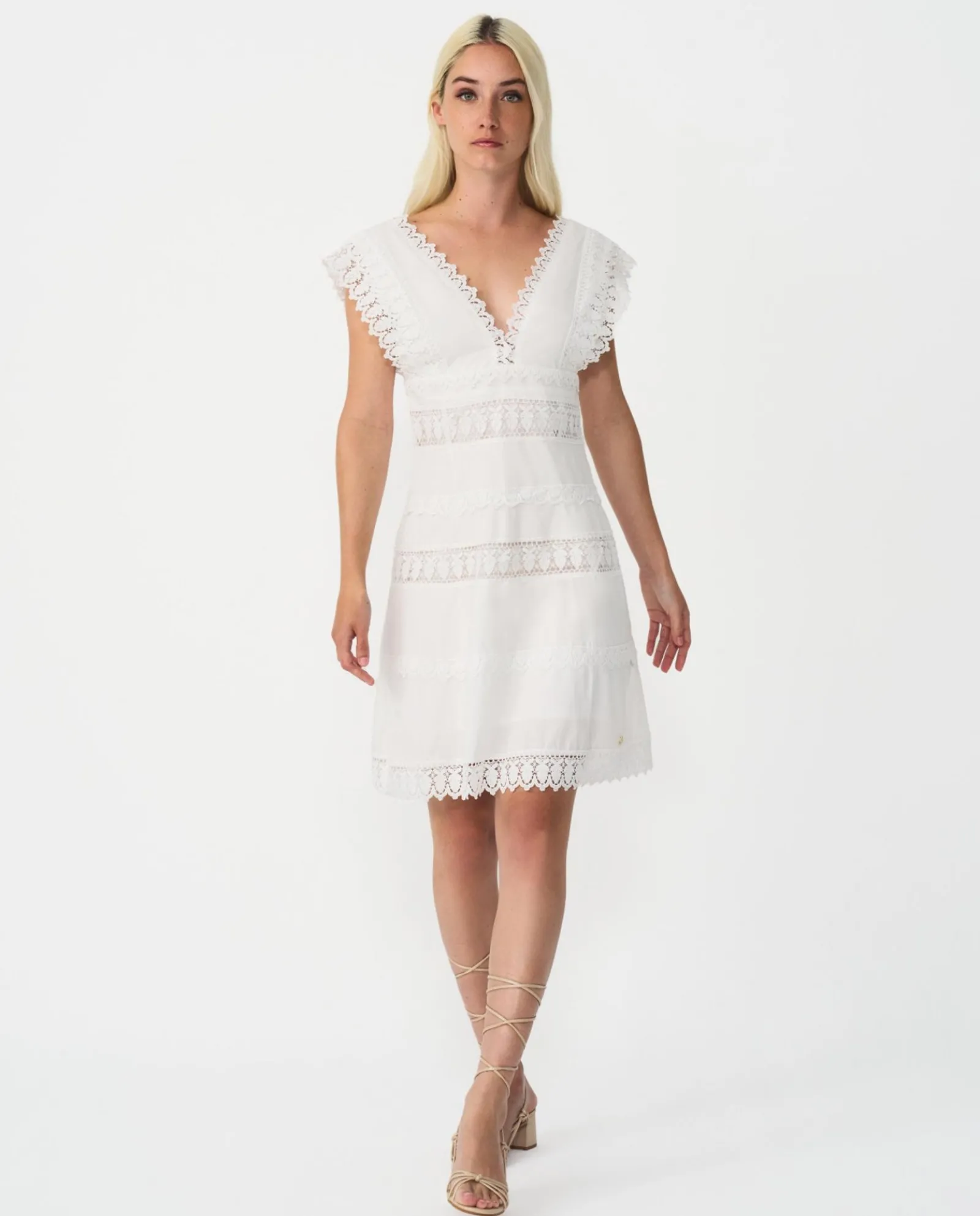 Vestidos*Cuplé Vestido Mini Encaje Popelin Blanco