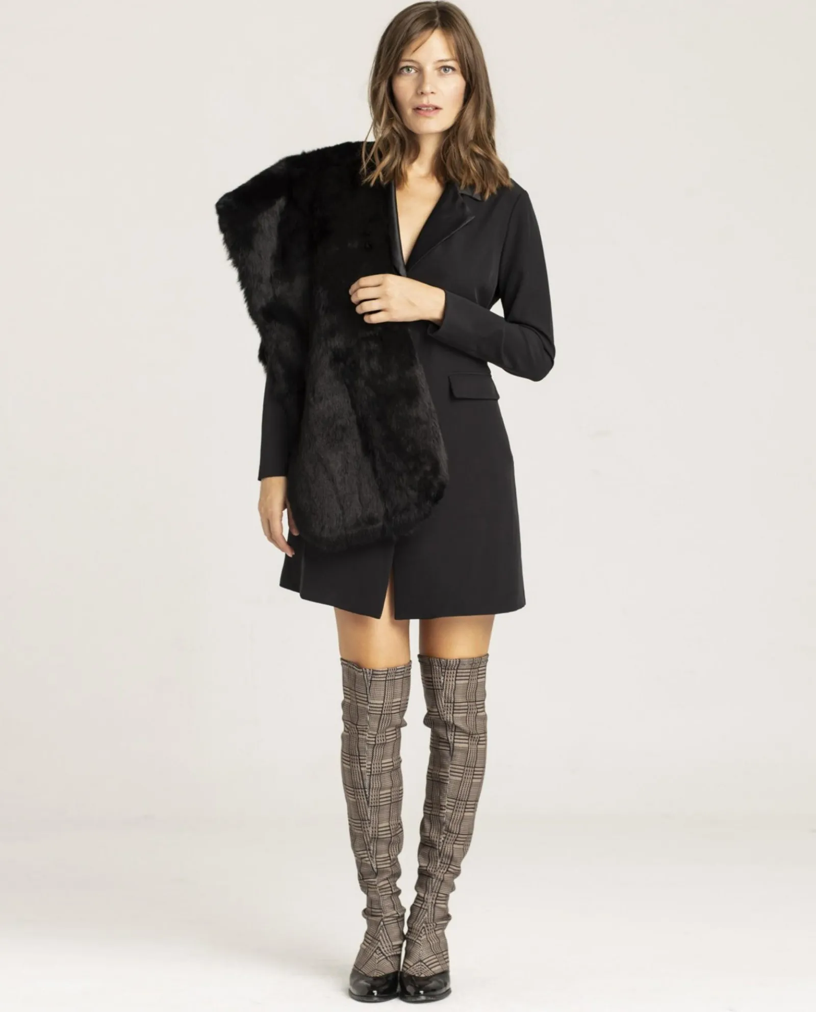 Vestidos*Cuplé Vestido Smoking Crep Negro