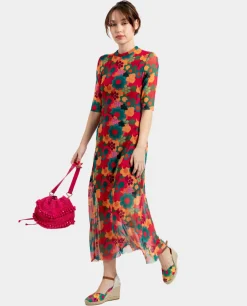 Vestidos*Cuplé Vestido Tul Manga Corta Tul Estampado Flores