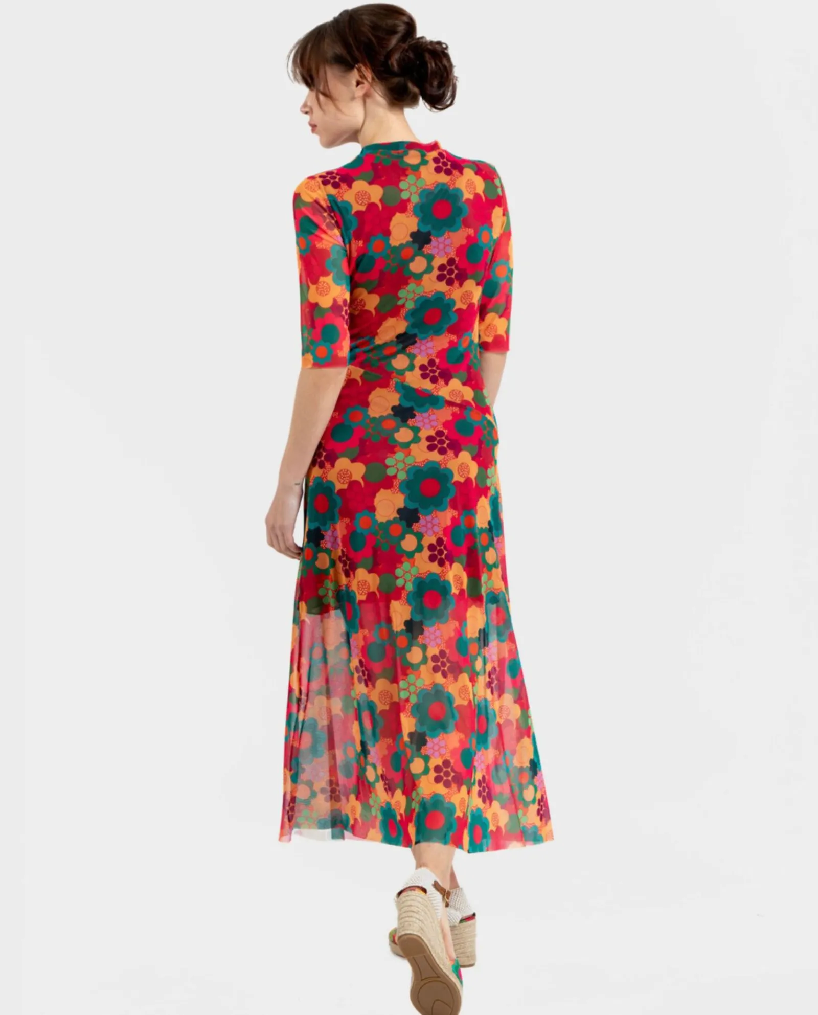 Vestidos*Cuplé Vestido Tul Manga Corta Tul Estampado Flores