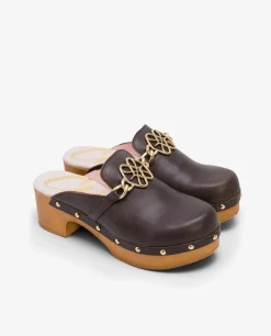 Zuecos*Cuplé Zueco Adorno Napa Marron
